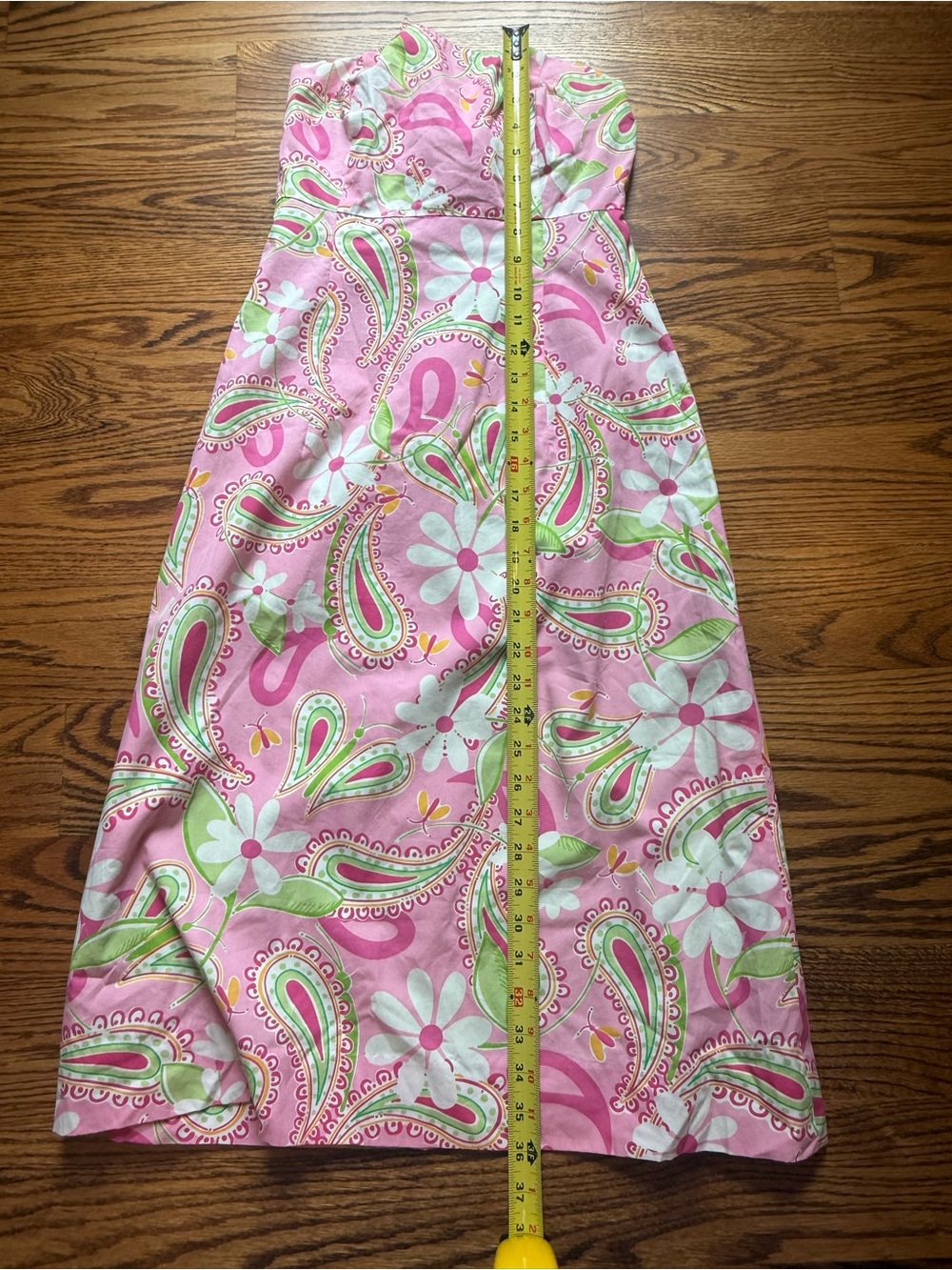 Lilly Pulitzer Pink and Lime Green Floral Strapless Dress - Picture 7 of 8